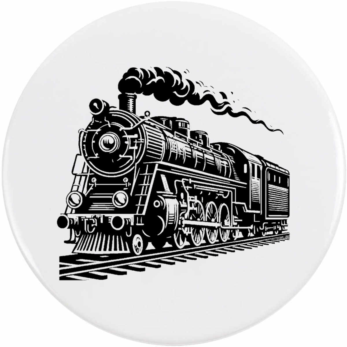 'Steam Railway Locomotive' Button / Lapel Badges - Pin Back Badges for Clothes, Bags, Accessories and Gifts (BB053808)