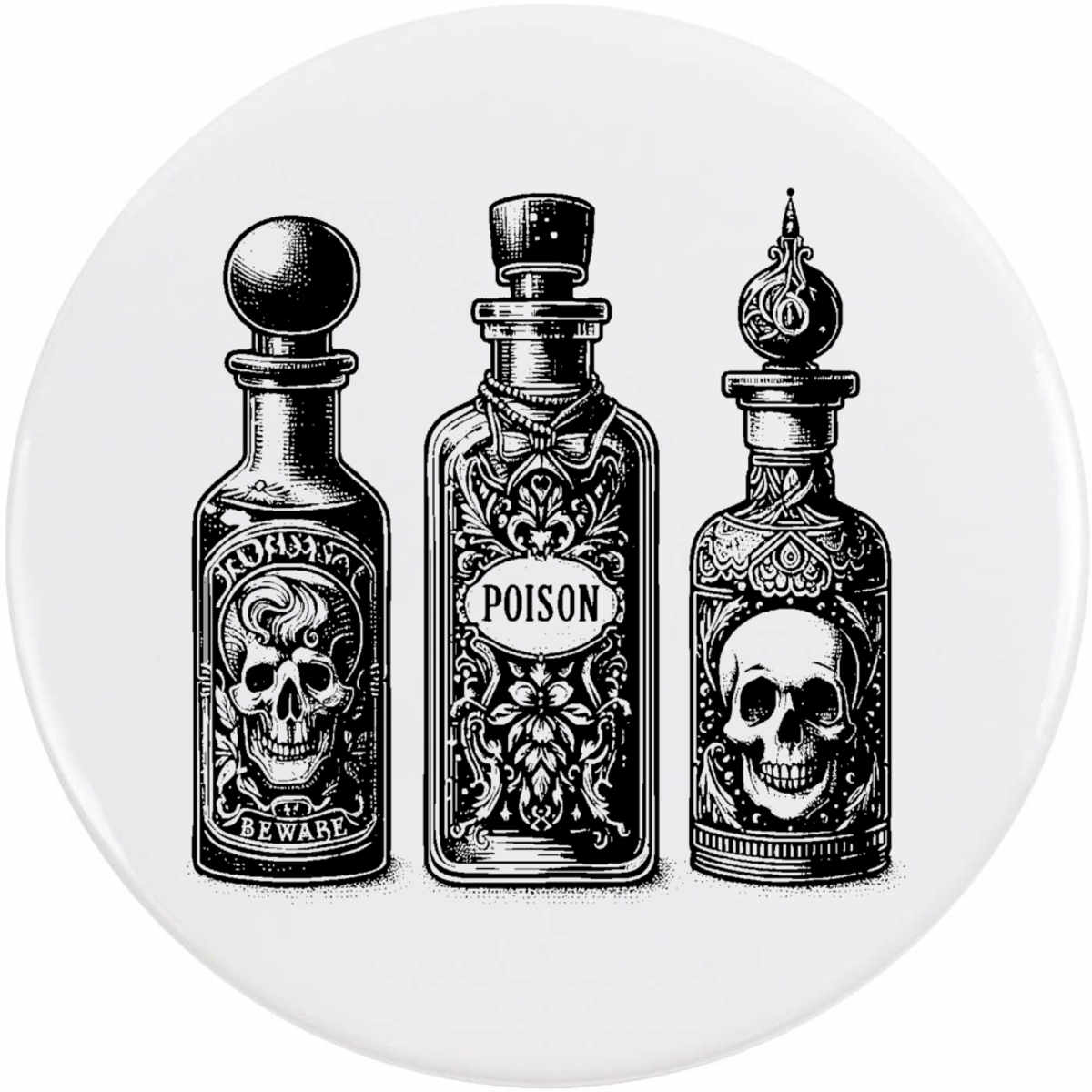 'Fancy Poison Bottles' Button Badge - 77mm - Pin Back / Lapel Badge for Clothes, Bags, Accessories and Gifts (BB00143038)
