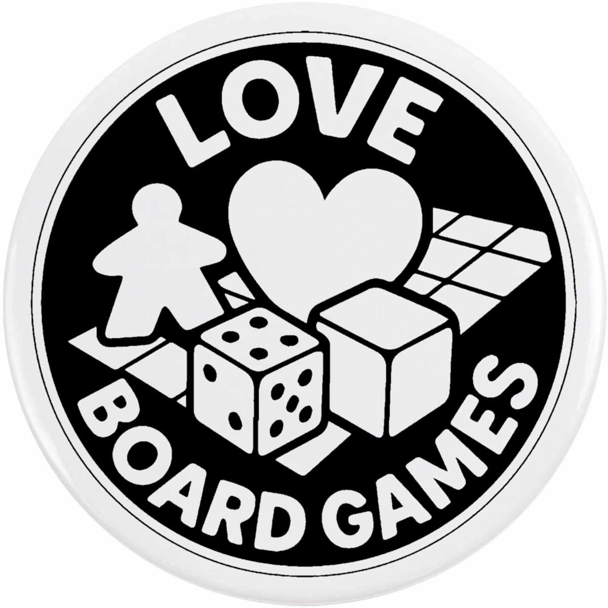 'Love Board Games' Button Badge - 77mm - Pin Back / Lapel Badge for Clothes, Bags, Accessories and Gifts (BB00143523)