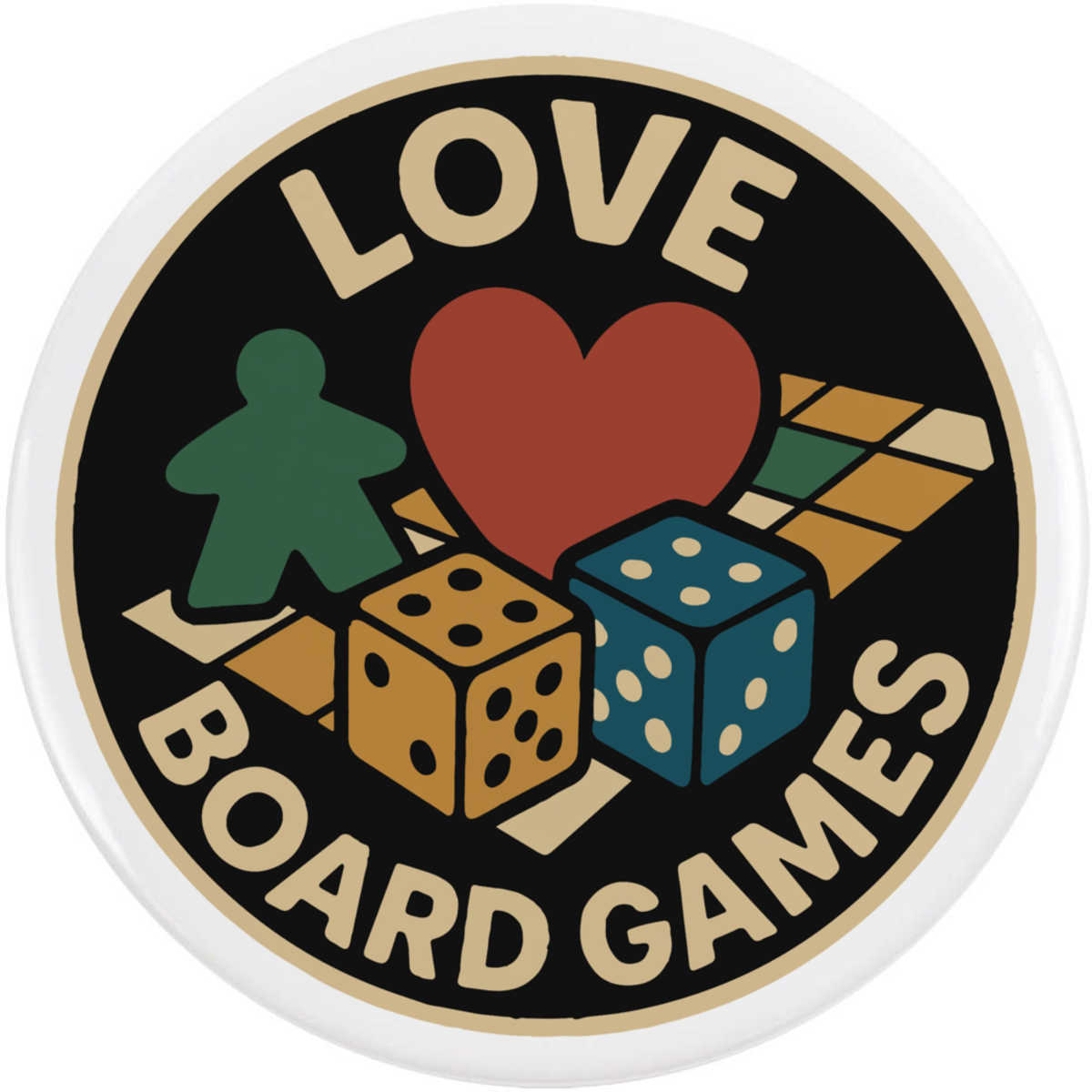 'Love Board Games' Button / Lapel Badges - Pin Back Badges for Clothes, Bags, Accessories and Gifts (BB053997)