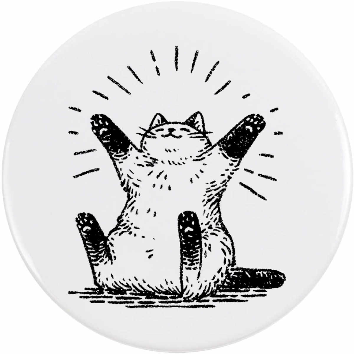 'Happy Cat Sitting' Button Badge - 77mm - Pin Back / Lapel Badge for Clothes, Bags, Accessories and Gifts (BB00143559)