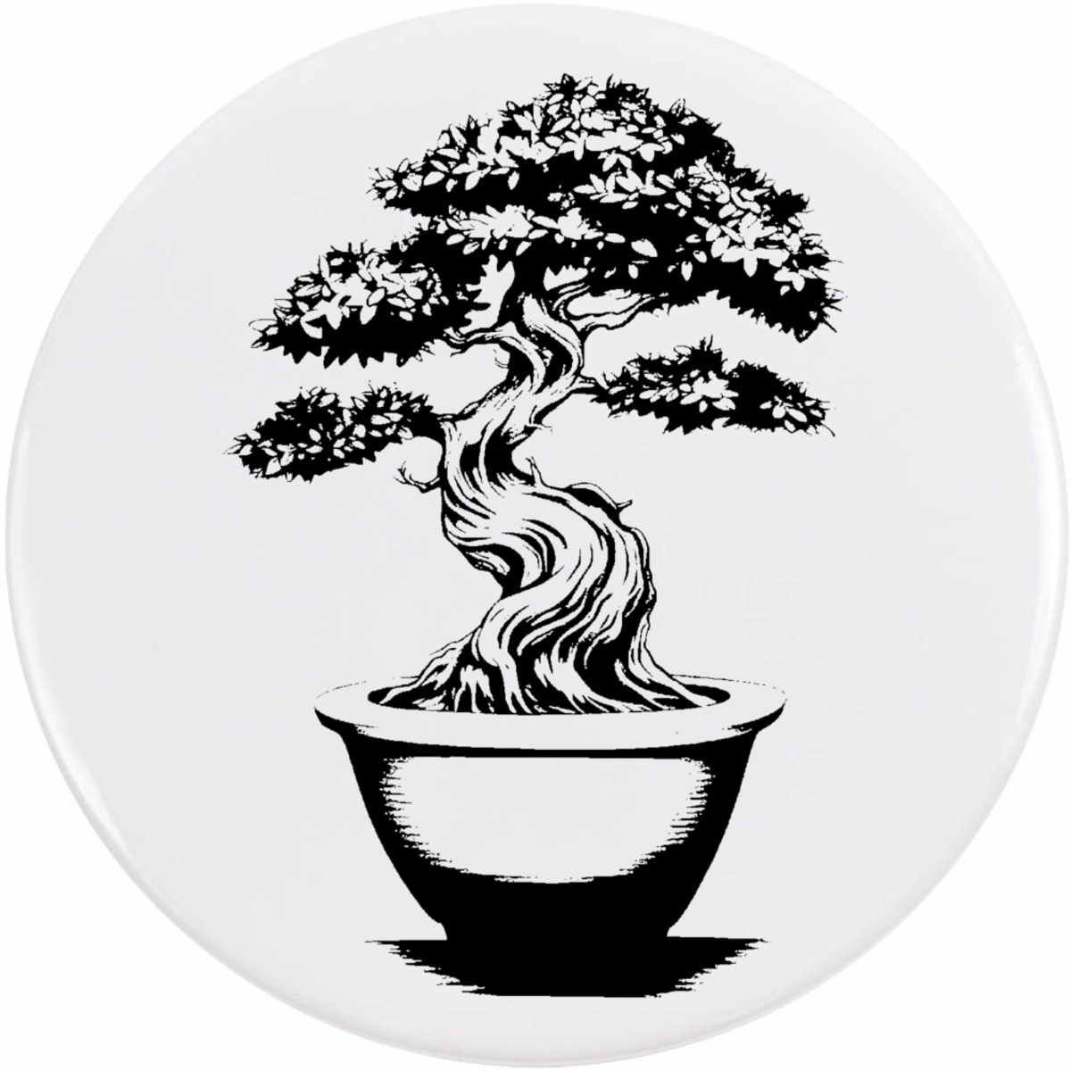 'Bonsai Tree in Pot' Button Pin Badges (BB054015)