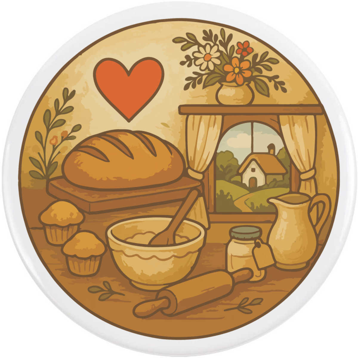 'Bakery Love' Button Badge - 77mm - Pin Back / Lapel Badge for Clothes, Bags, Accessories and Gifts (BB00143937)