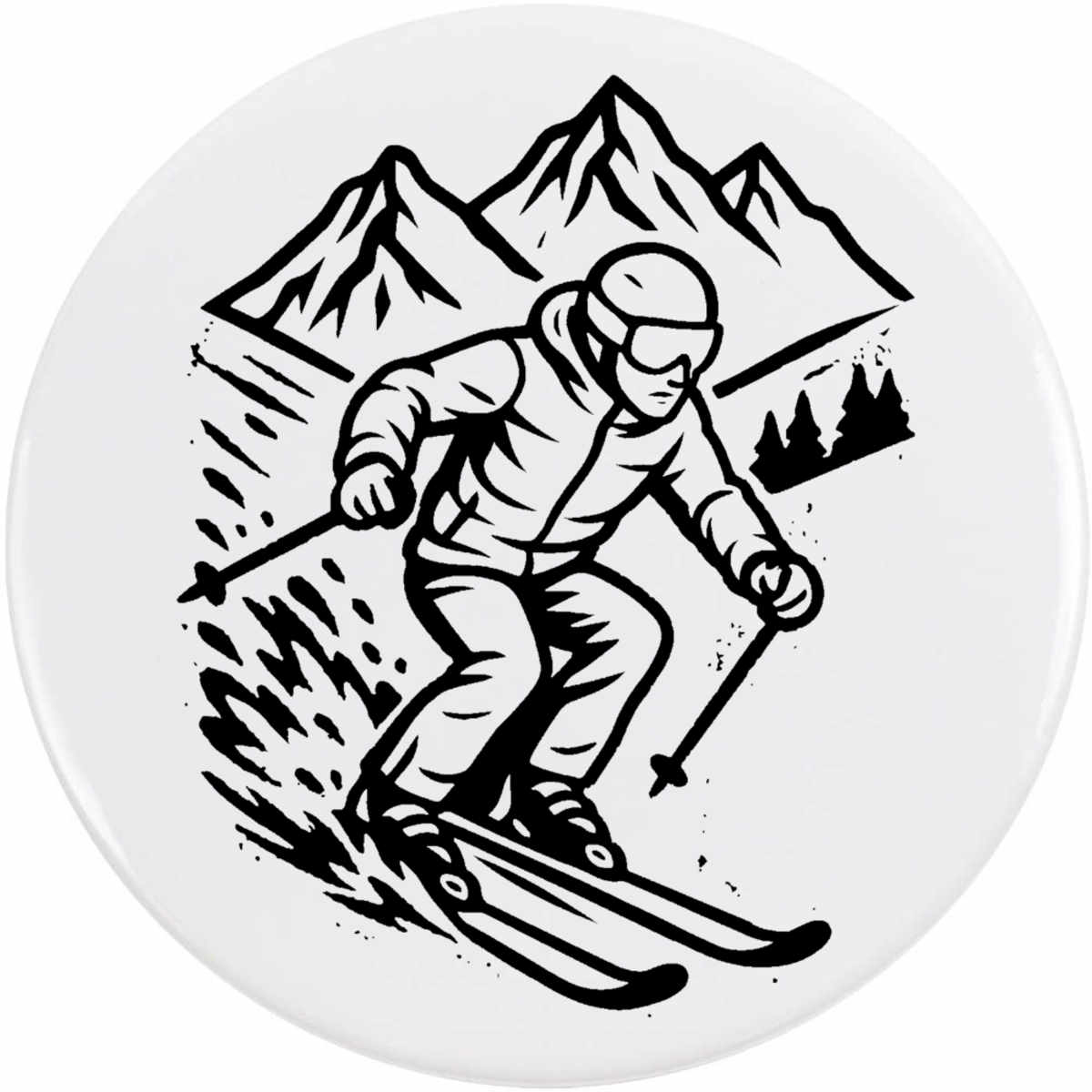 'Downhill Skiing' Button / Lapel Badges - Pin Back Badges for Clothes, Bags, Accessories and Gifts (BB054205)
