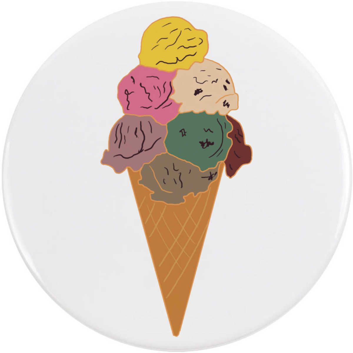 'Ice Cream Sugar Cone ' Button Badge - 77mm - Pin Back / Lapel Badge for Clothes, Bags, Accessories and Gifts (BB00144647)