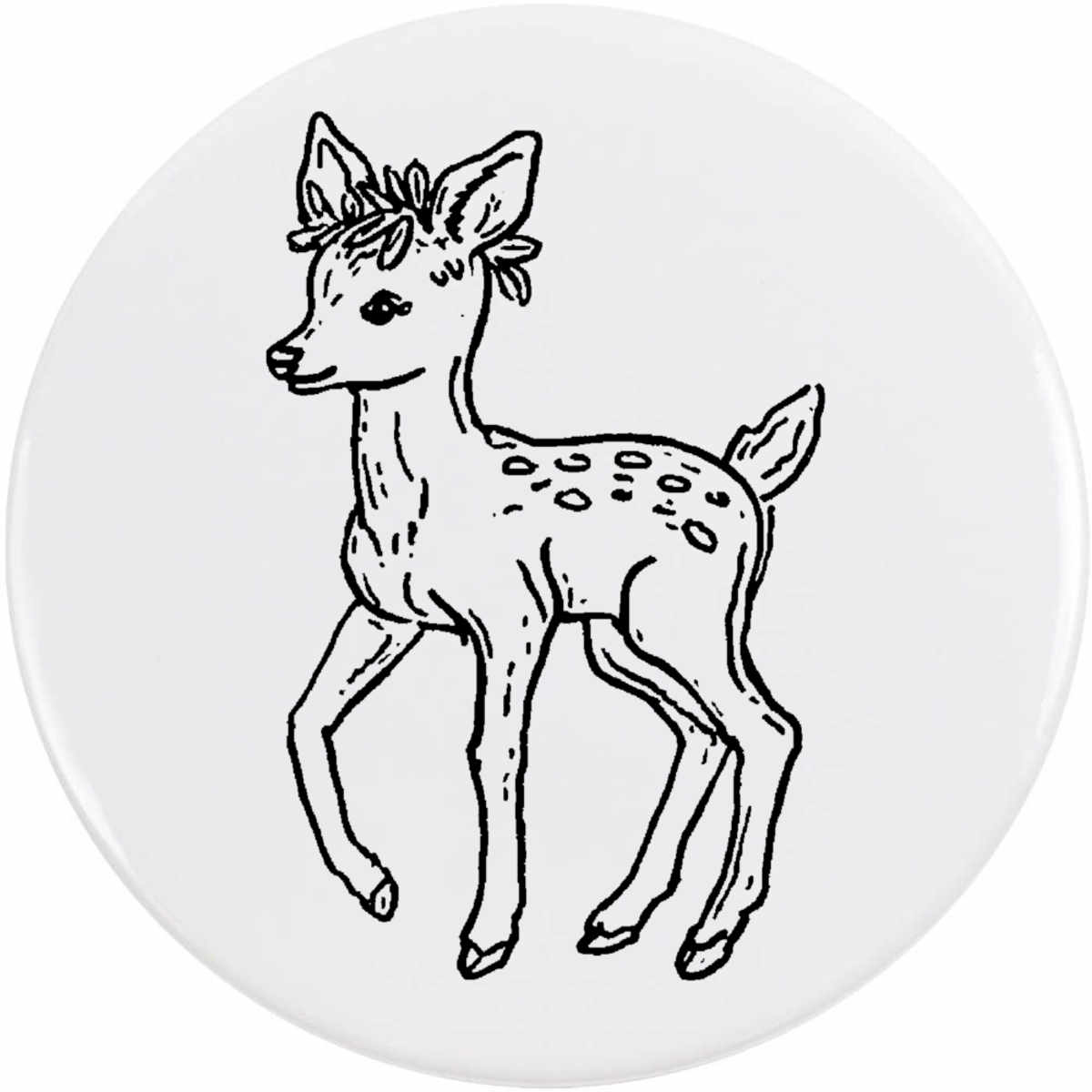 'Baby Deer Side View' Button Badge - 77mm - Pin Back / Lapel Badge for Clothes, Bags, Accessories and Gifts (BB00144665)