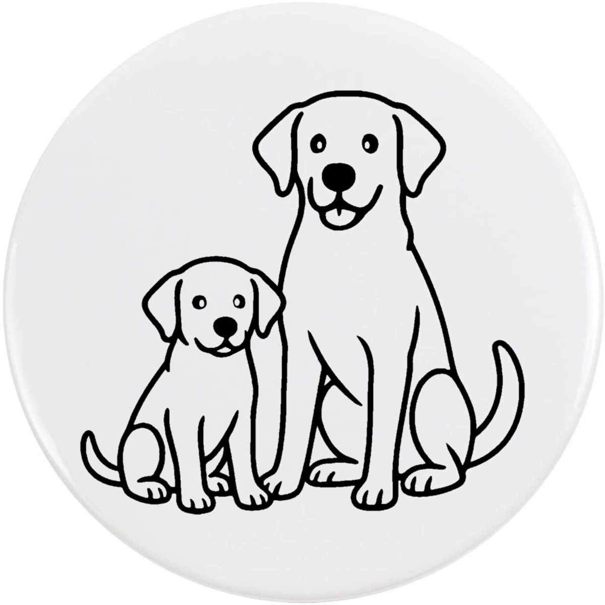 'Labrador Adult and Puppy' Button / Lapel Badges - Pin Back Badges for Clothes, Bags, Accessories and Gifts (BB054443)
