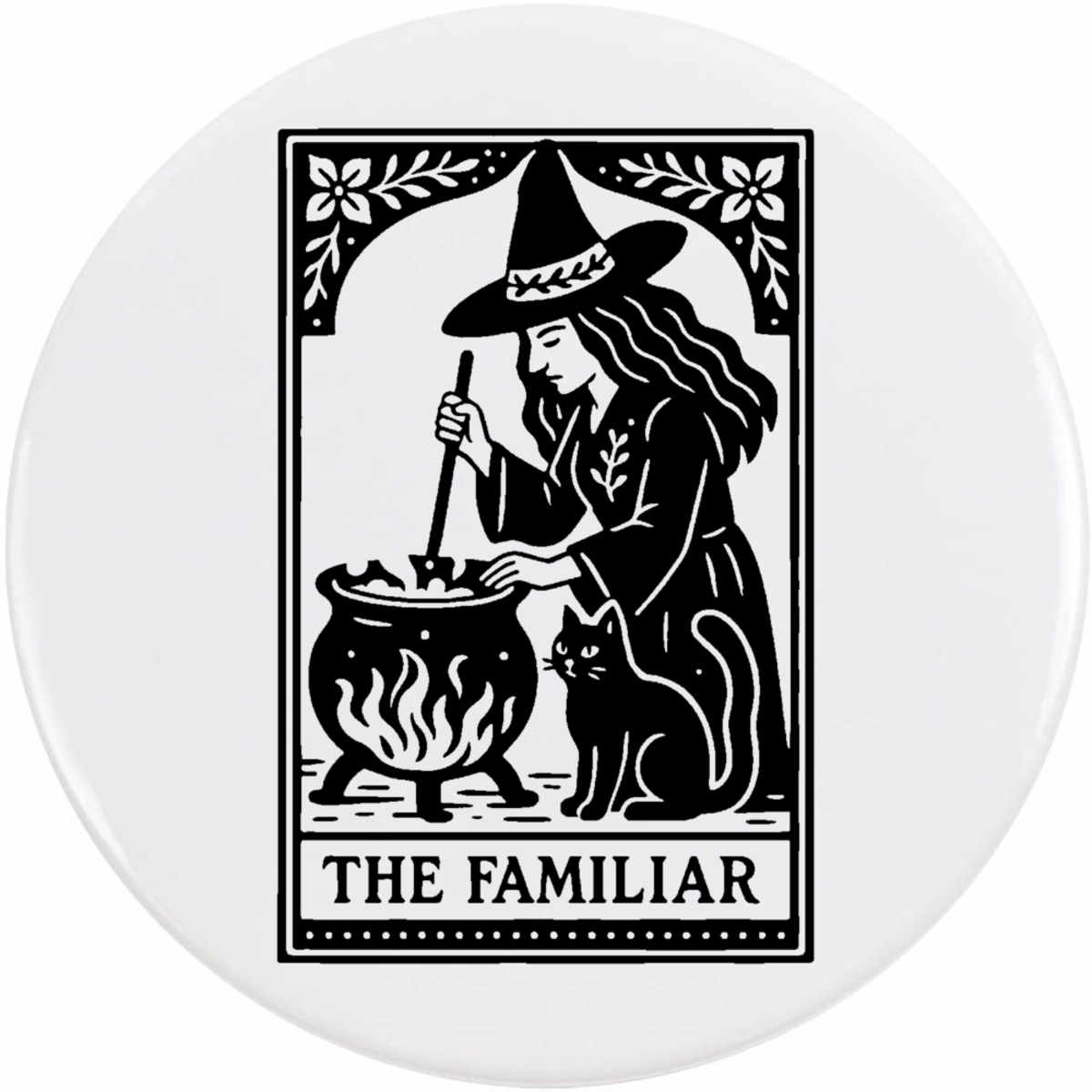 'The Familiar Tarot Card' Button / Lapel Badges - Pin Back Badges for Clothes, Bags, Accessories and Gifts (BB054487)