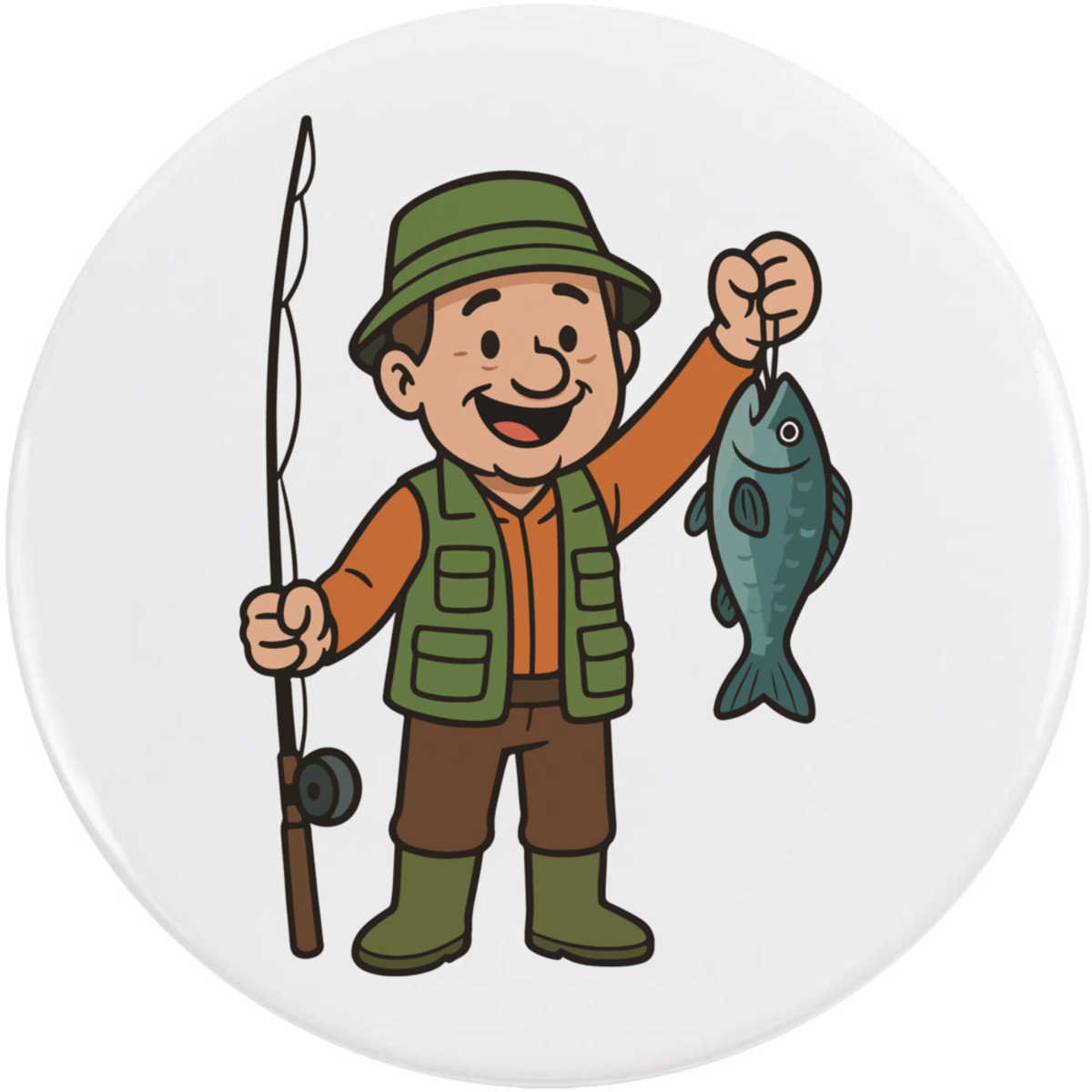 'Happy Fisherman Catch' Button Pin Badges (BB054763)