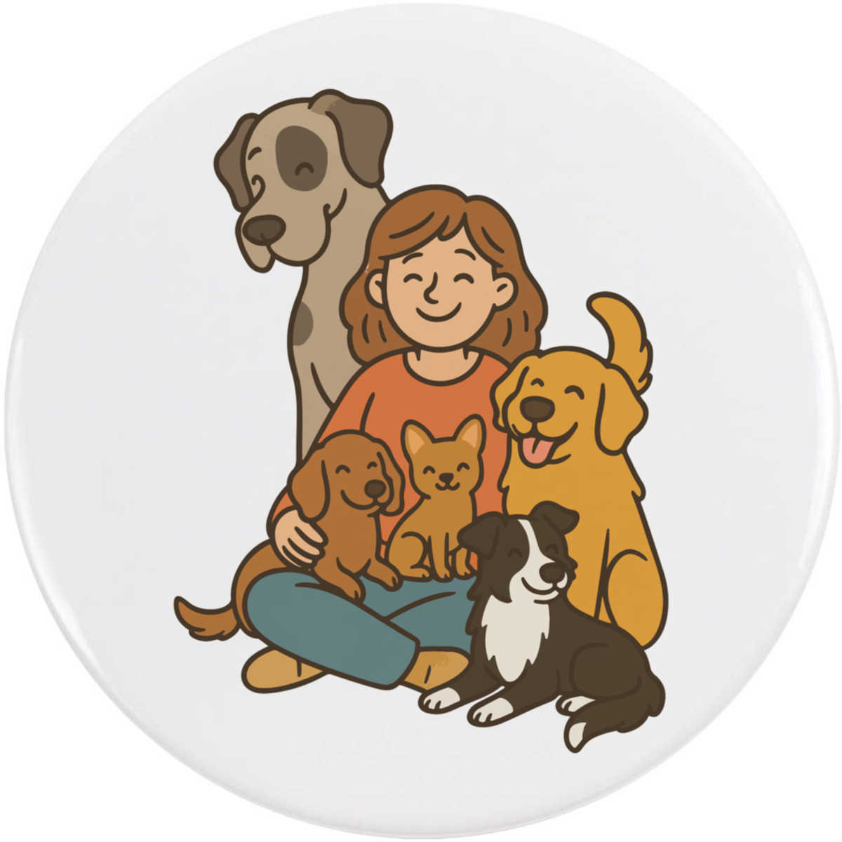 'Dog Lady Pet Lover' Button Badge - 77mm - Pin Back / Lapel Badge for Clothes, Bags, Accessories and Gifts (BB00146201)