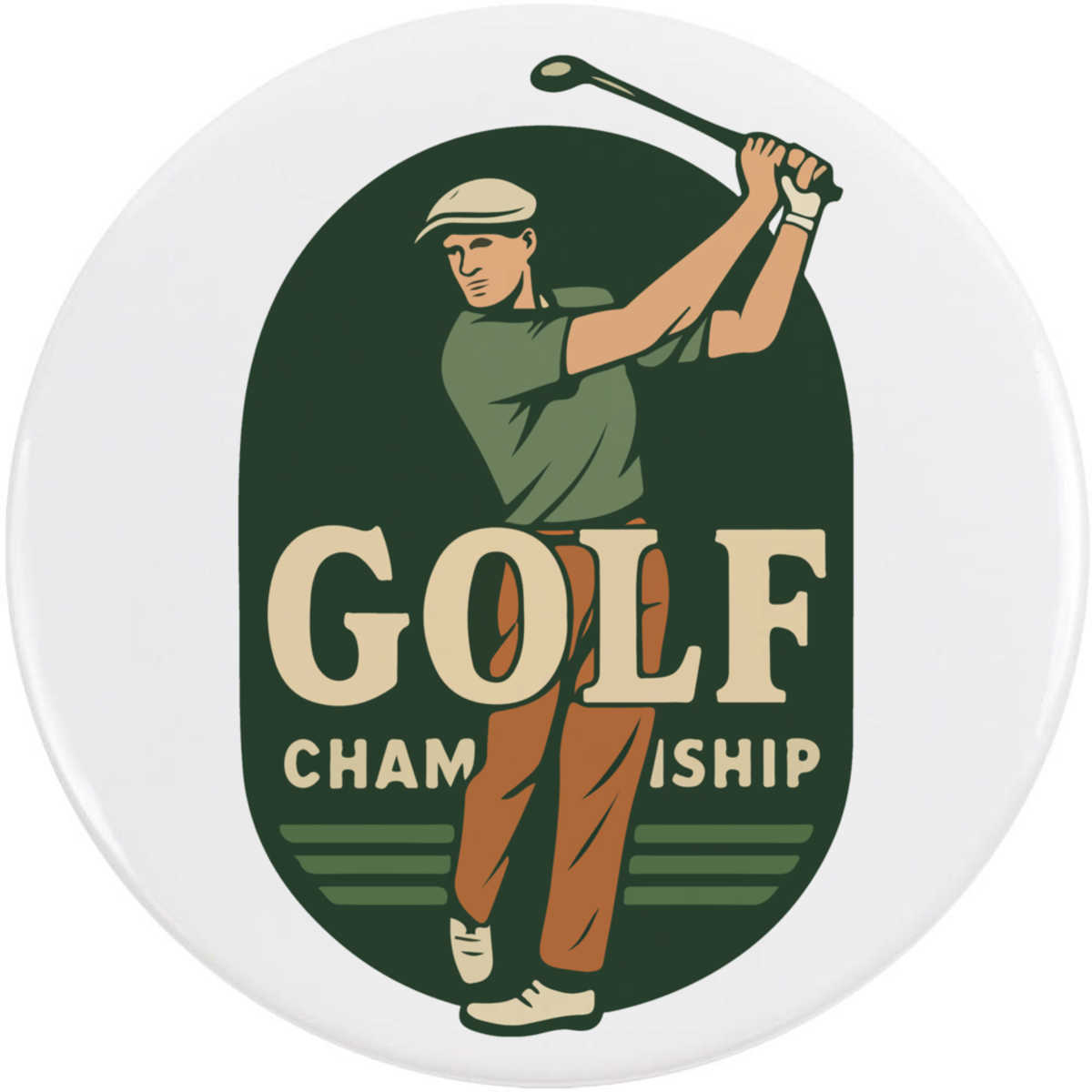 77mm 'Golf Championship' Large Button Pin Badge (BB00147224)