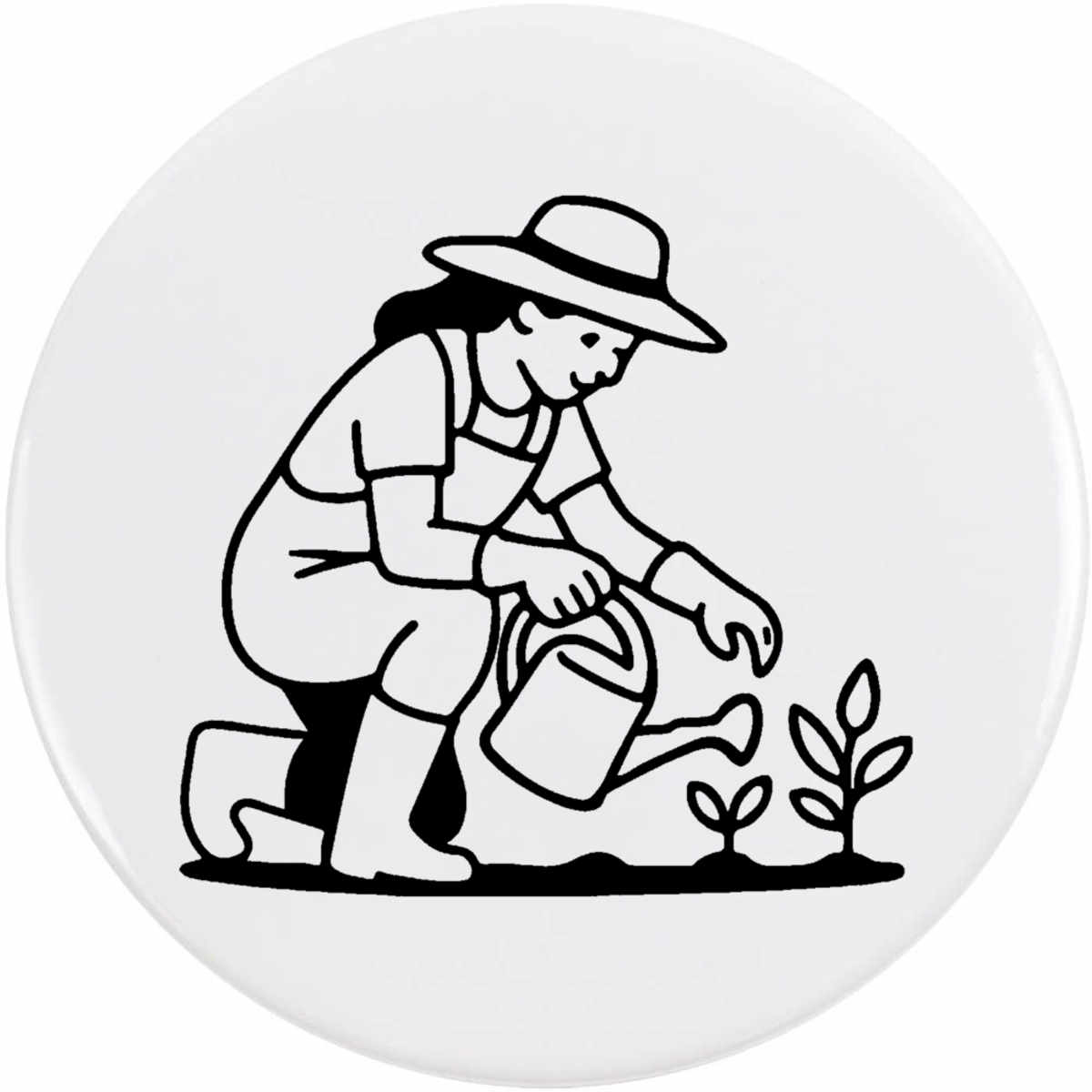 'Woman Gardening Plants' Button / Lapel Badges - Pin Back Badges for Clothes, Bags, Accessories and Gifts (BB055313)