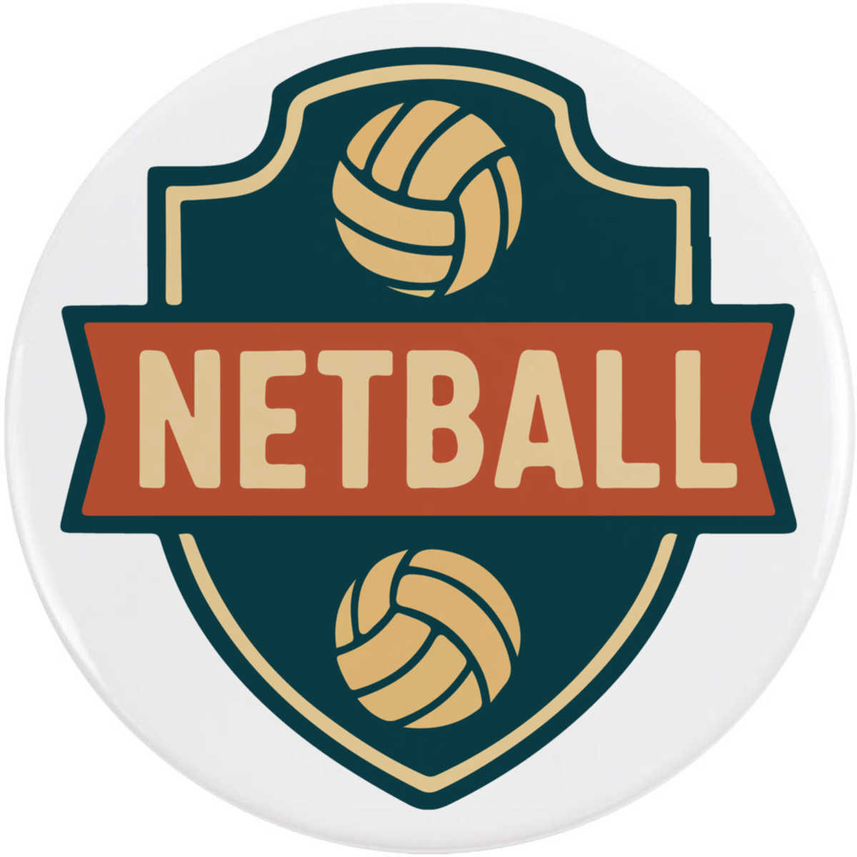 'Netball Emblem' Button Badge - 77mm - Pin Back / Lapel Badge for Clothes, Bags, Accessories and Gifts (BB00147380)