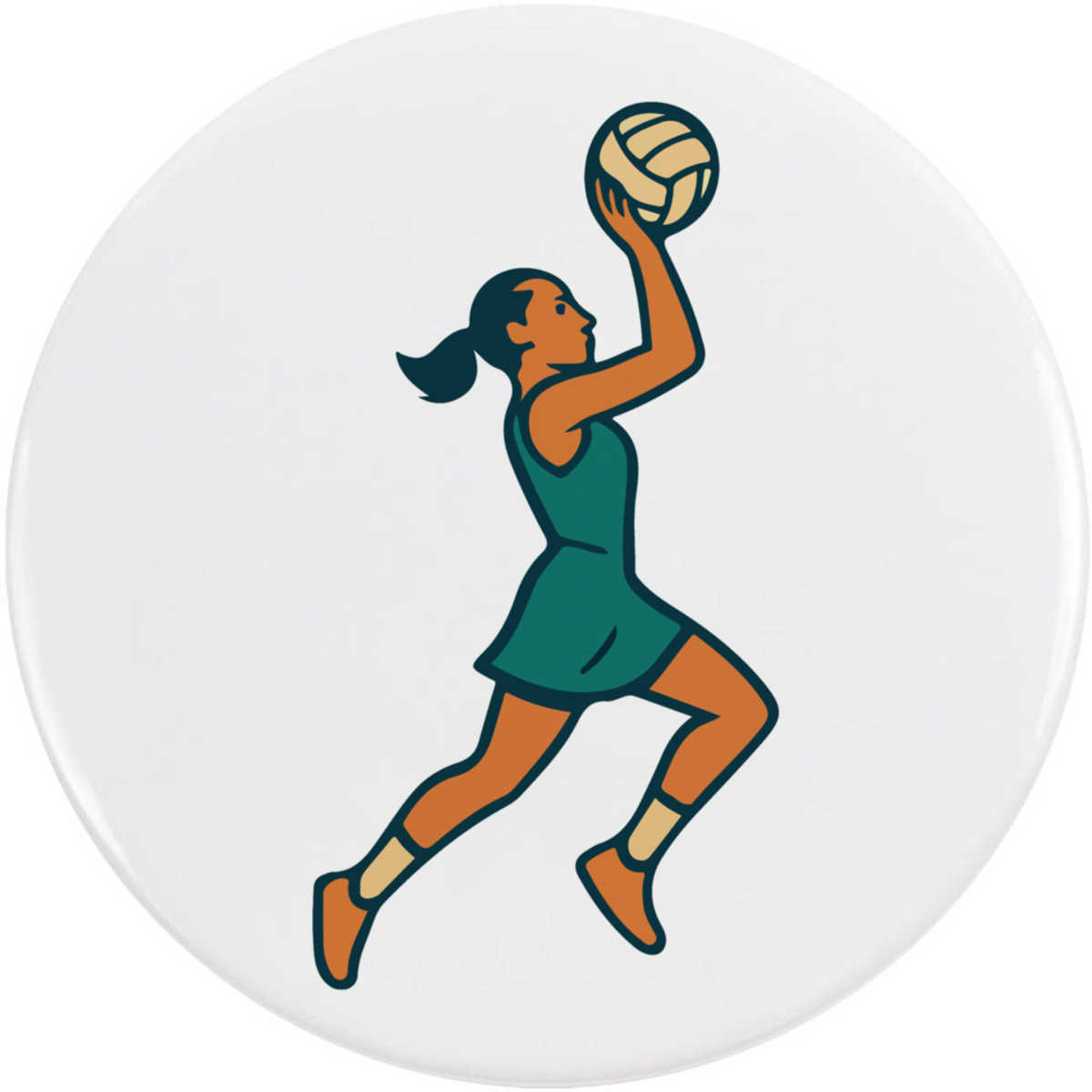 'Netball Player Action' Button / Lapel Badges - Pin Back Badges for Clothes, Bags, Accessories and Gifts (BB055328)
