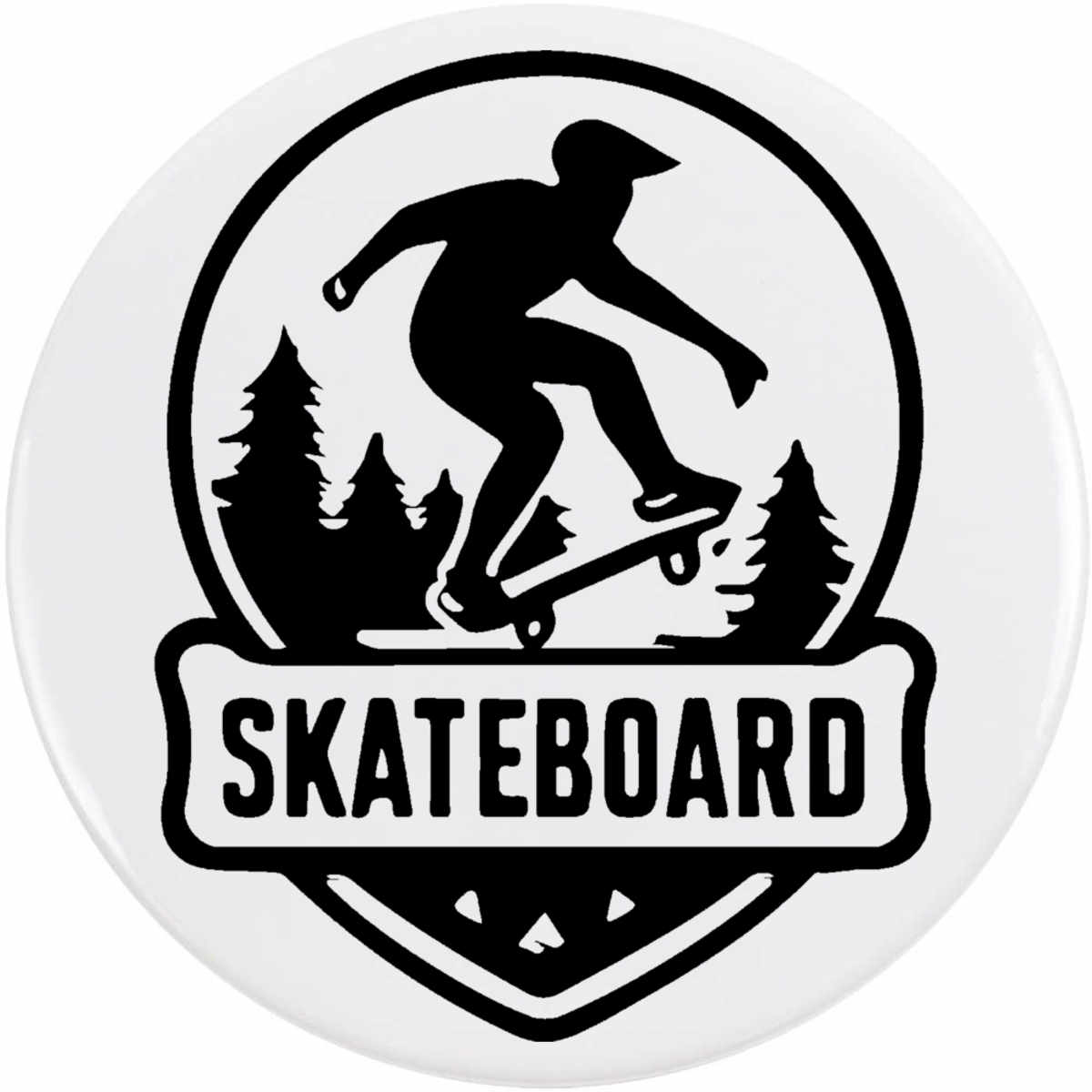 'Skateboarding Emblem' Button / Lapel Badges - Pin Back Badges for Clothes, Bags, Accessories and Gifts (BB055522)
