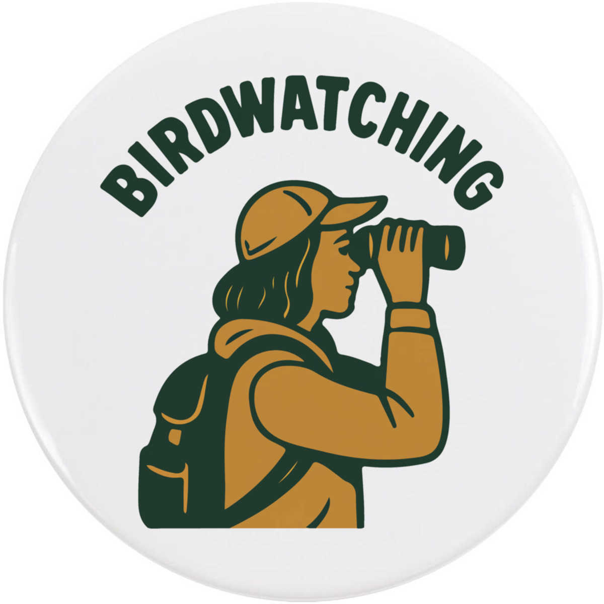 'Birdwatching Person with Binoculars' Button Pin Badges (BB055556)