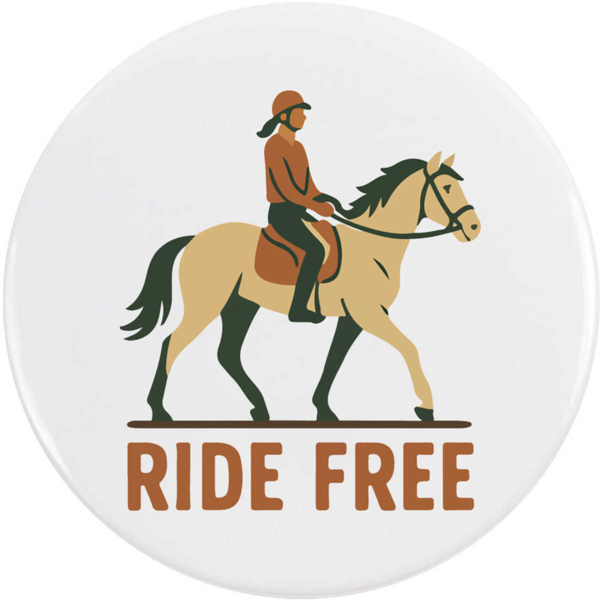 'Horse Ride Free' Button Badge - 77mm - Pin Back / Lapel Badge for Clothes, Bags, Accessories and Gifts (BB00148036)