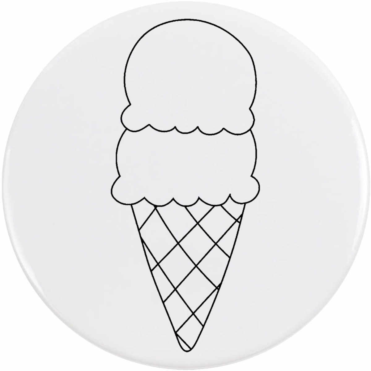 'Double Scoop Ice Cream Cone Outline' Button Pin Badges (BB055740)