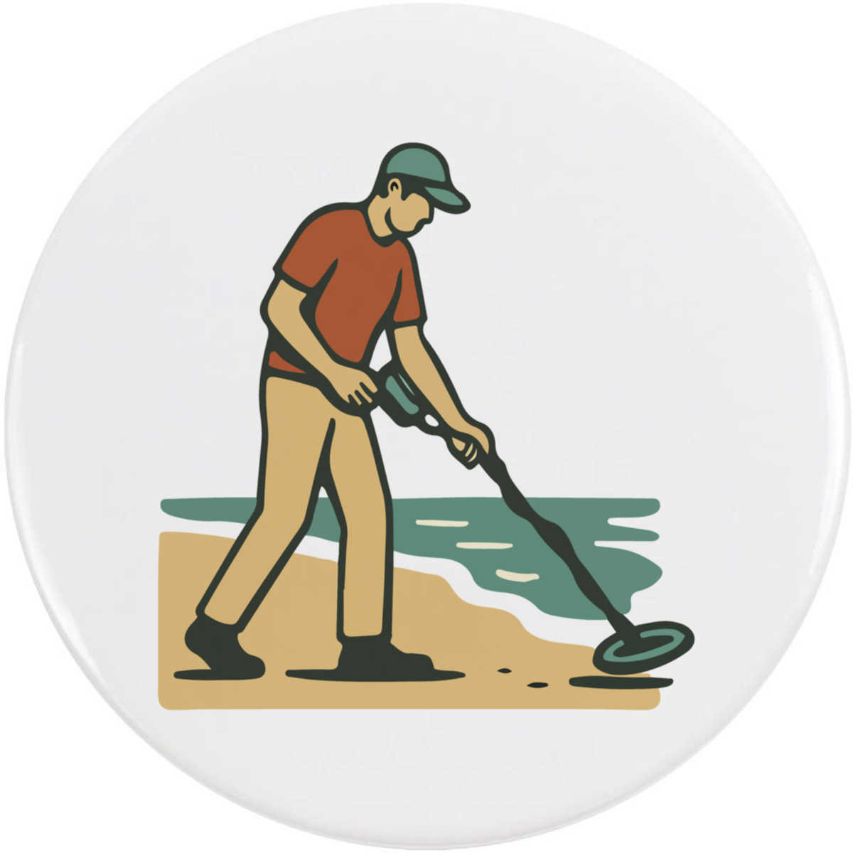 'Man Metal Detecting' Button / Lapel Badges - Pin Back Badges for Clothes, Bags, Accessories and Gifts (BB055762)