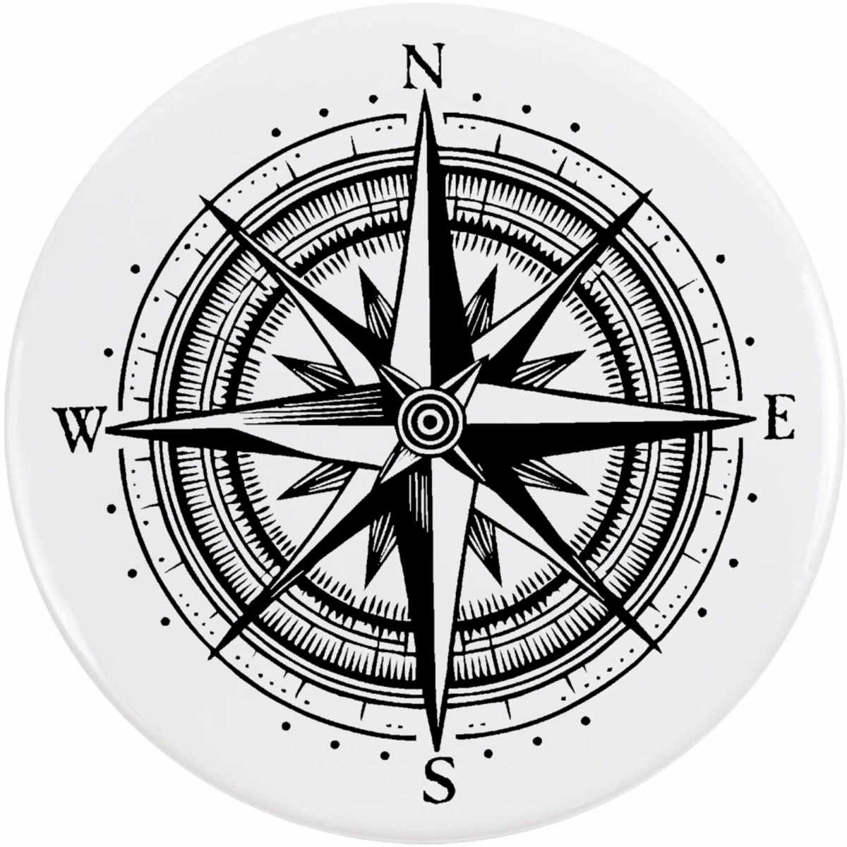 'Nautical Compass Rose' Button / Lapel Badges - Pin Back Badges for Clothes, Bags, Accessories and Gifts (BB056124)