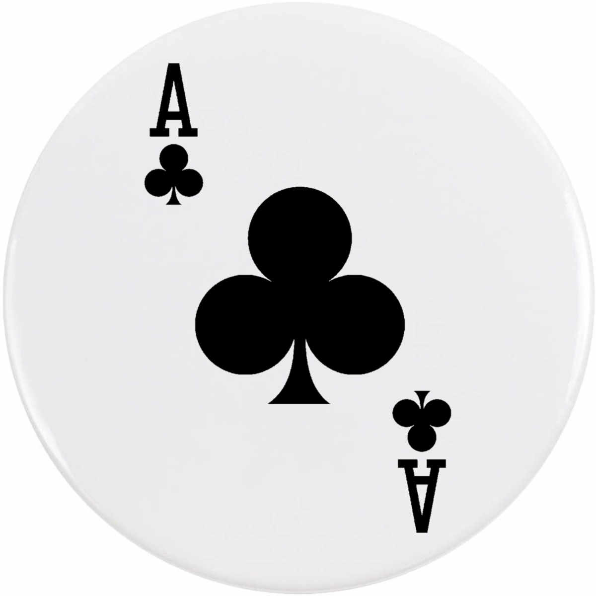 'Ace Of Clubs' Button Badge - 77mm - Pin Back / Lapel Badge for Clothes, Bags, Accessories and Gifts (BB00149601)