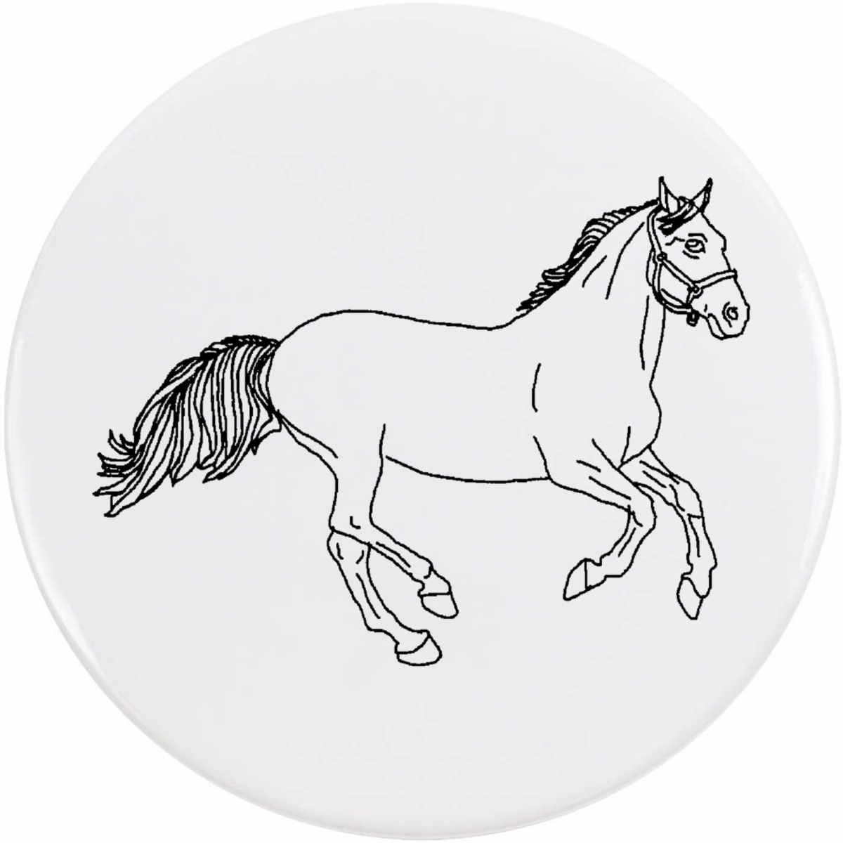 'Horse' Button Badge - 77mm - Pin Back / Lapel Badge for Clothes, Bags, Accessories and Gifts (BB00150086)