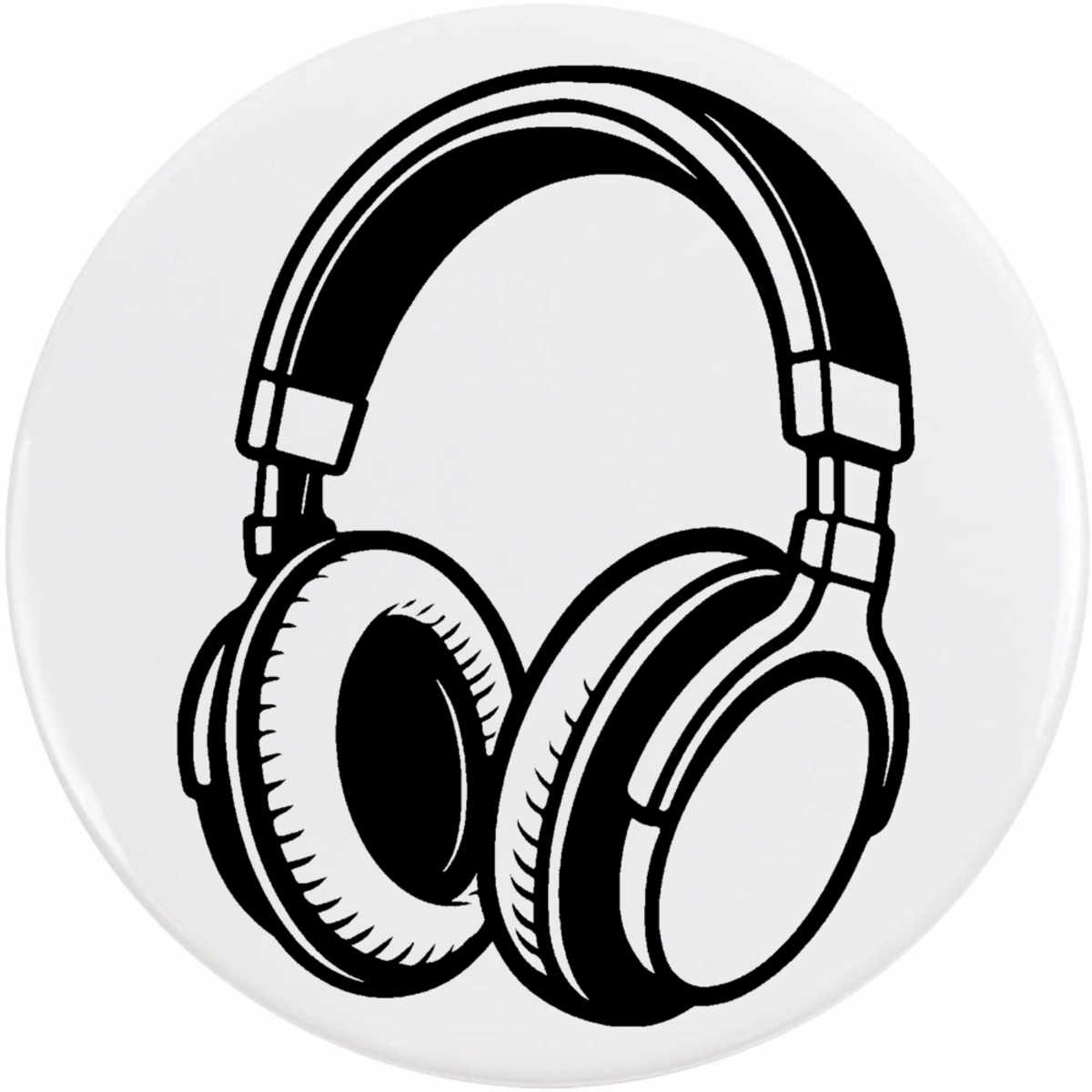 'Over-Ear Headphones' Button Badge - 77mm - Pin Back / Lapel Badge for Clothes, Bags, Accessories and Gifts (BB00150929)