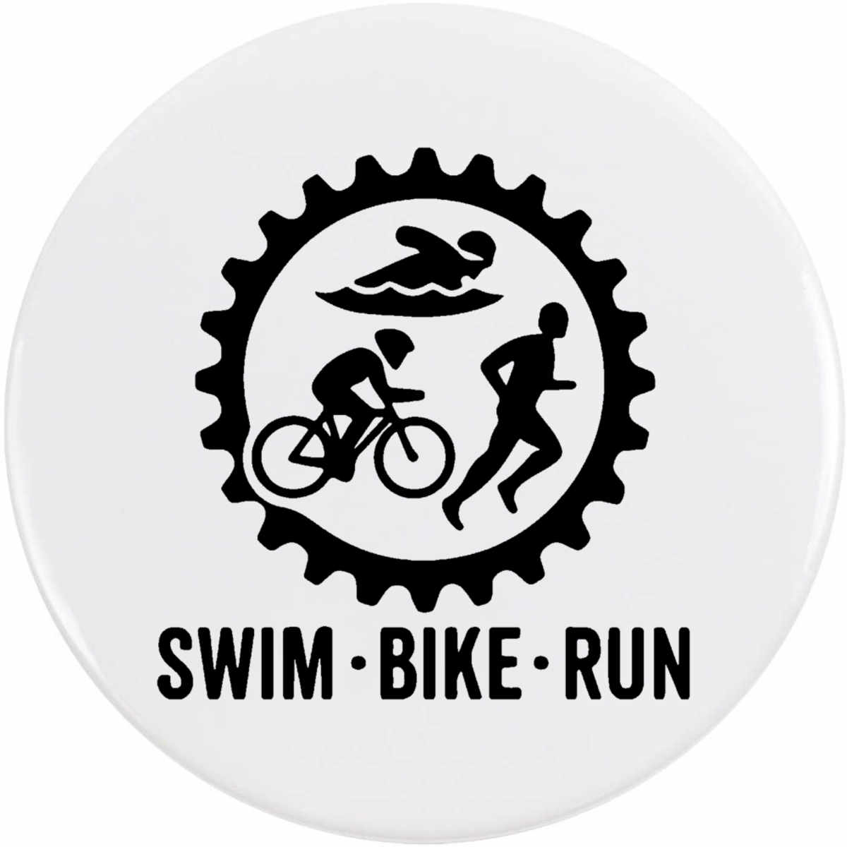 'Swim Bike Run Triathlon' Button / Lapel Badges - Pin Back Badges for Clothes, Bags, Accessories and Gifts (BB056643)