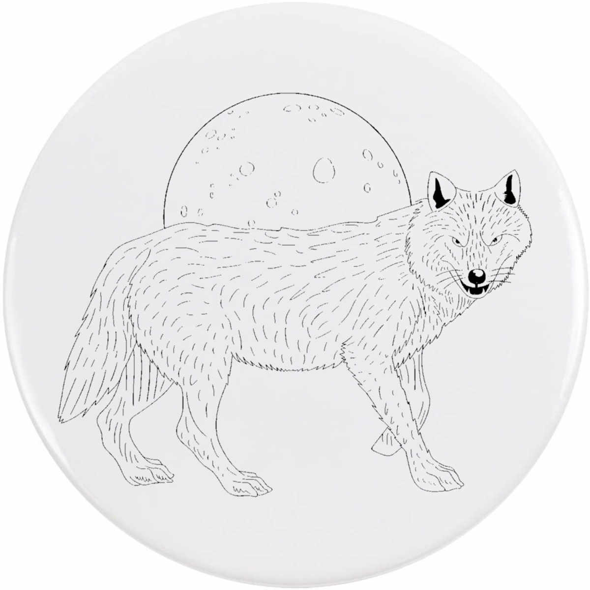 'Wolf & Full Moon' Button Pin Badges (BB056791)