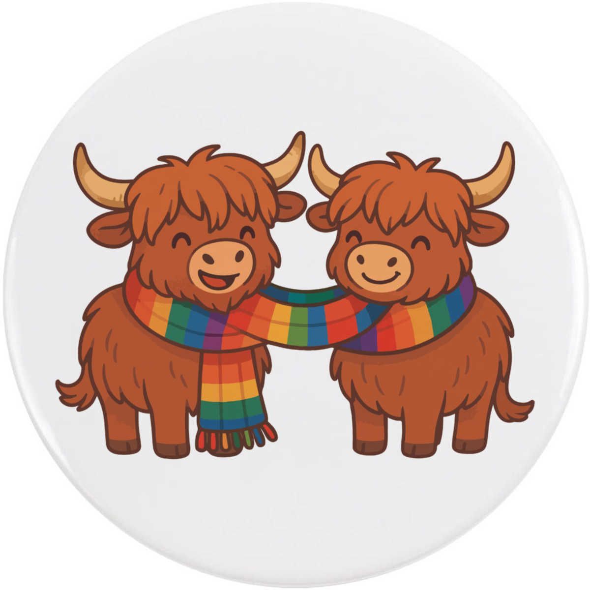 77mm 'Winter Highland Cows' Large Button Pin Badge (BB00151678)