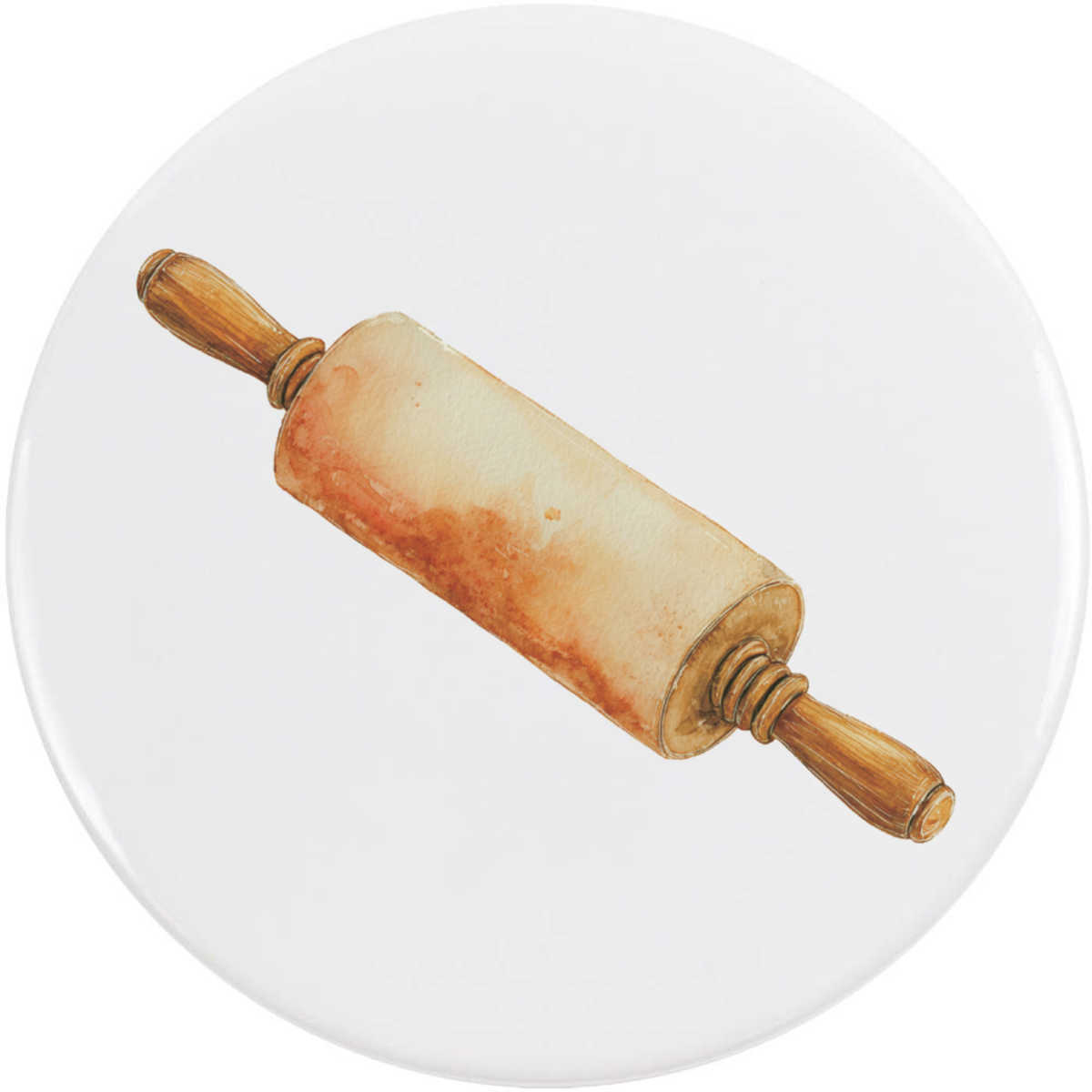77mm 'Wooden Rolling Pin' Large Button Pin Badge (BB00152150)