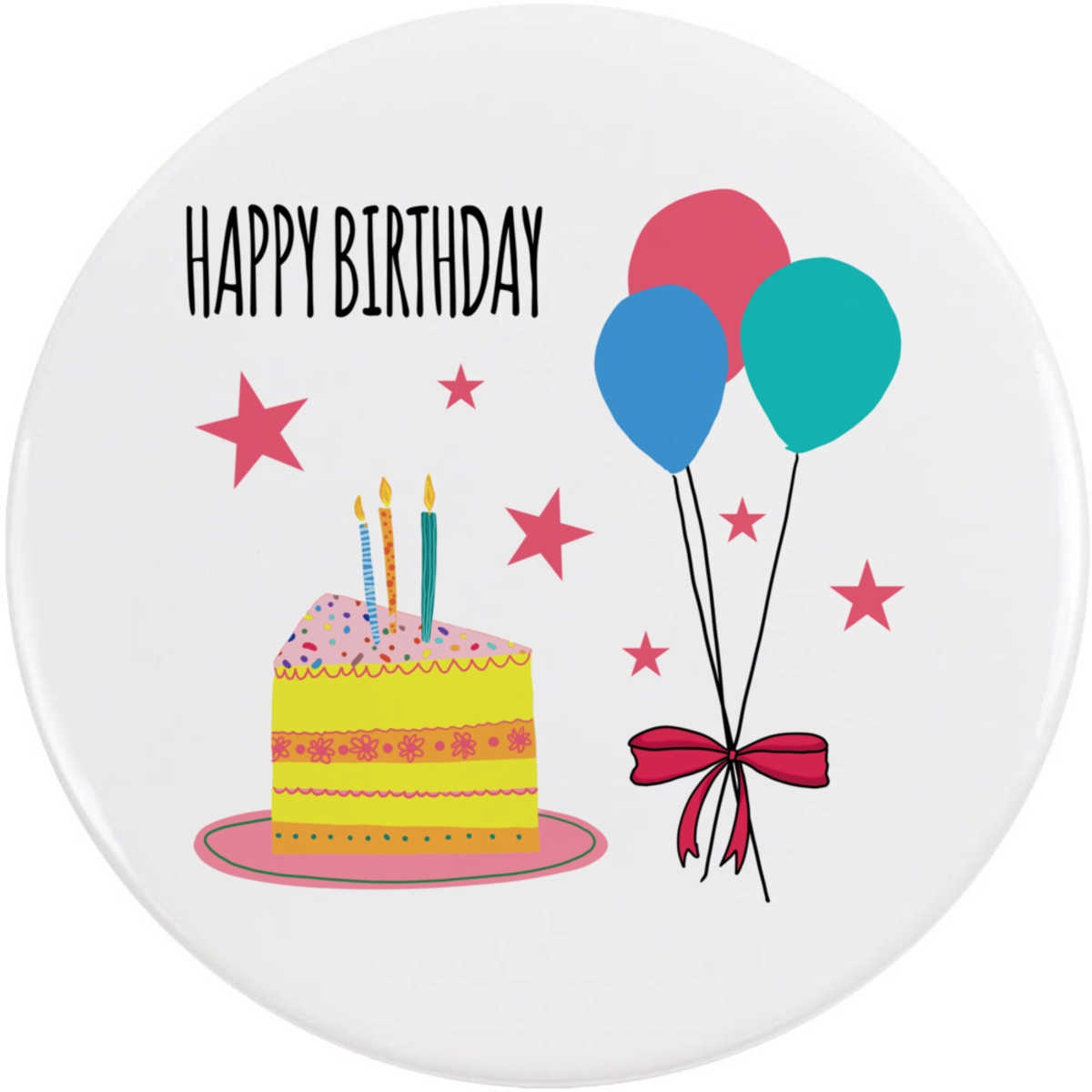 'Birthday Cake & Balloons' Button / Lapel Badges - Pin Back Badges for Clothes, Bags, Accessories and Gifts (BB057062)