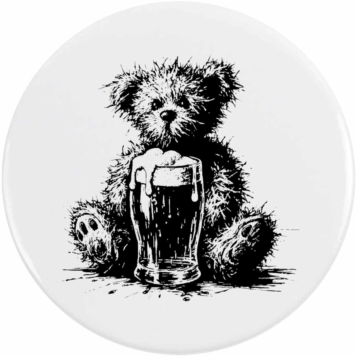 'Teddy & Ginger Beer' Button Badge - 77mm - Pin Back / Lapel Badge for Clothes, Bags, Accessories and Gifts (BB00153000)