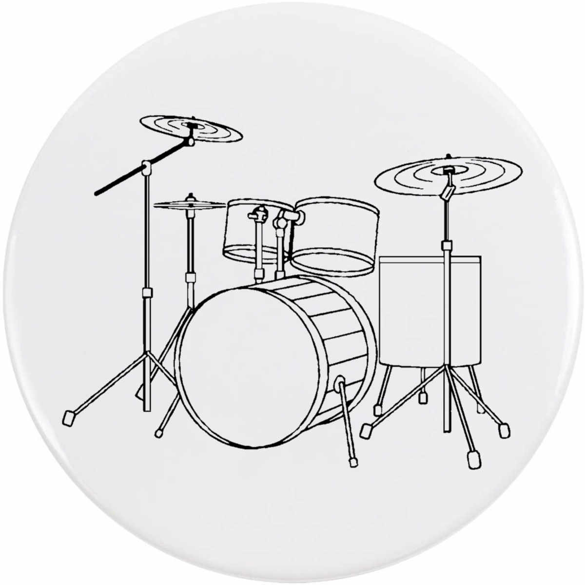 'Drums Musical Instrument' Button / Lapel Badges - Pin Back Badges for Clothes, Bags, Accessories and Gifts (BB057473)