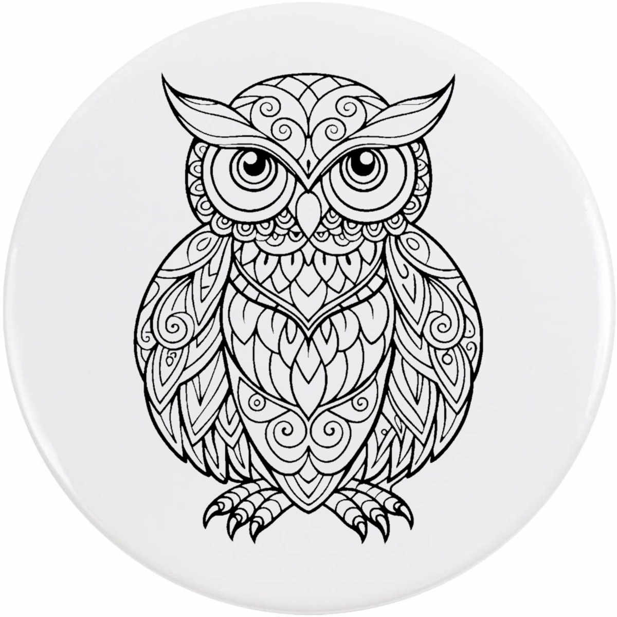 'Owl Linear Art Beautiful ' Button Pin Badges (BB057501)