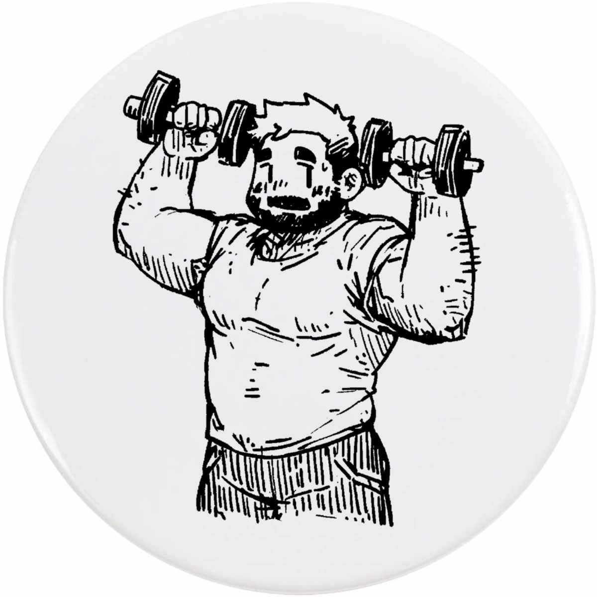'Guy Lifting Weights' Button / Lapel Badges - Pin Back Badges for Clothes, Bags, Accessories and Gifts (BB057508)
