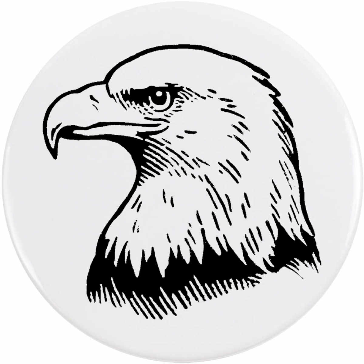 'Eagle Side View Portrait' Button Badge - 77mm - Pin Back / Lapel Badge for Clothes, Bags, Accessories and Gifts (BB00153675)