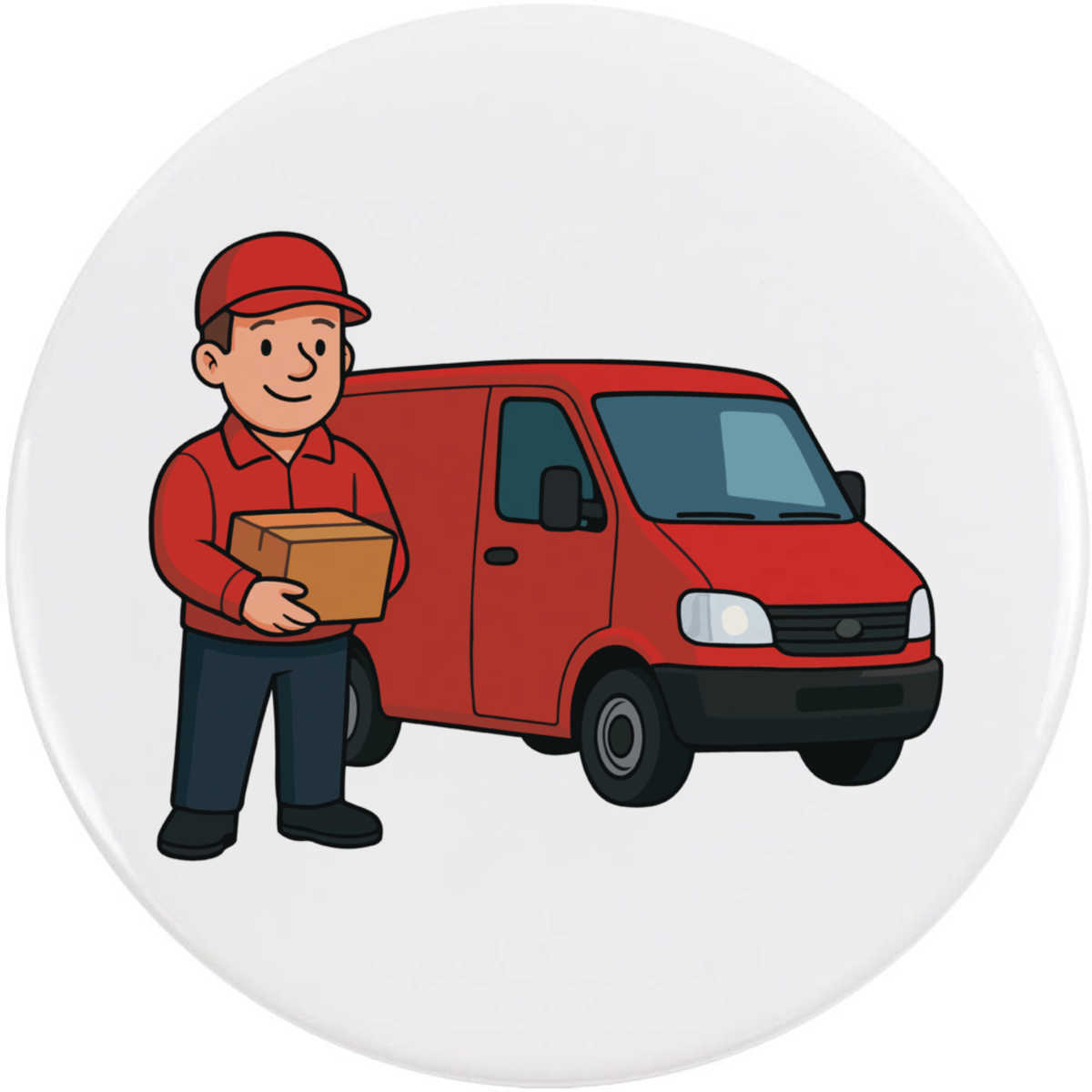 77mm 'Delivery Man & Van' Large Button Pin Badge (BB00153891)