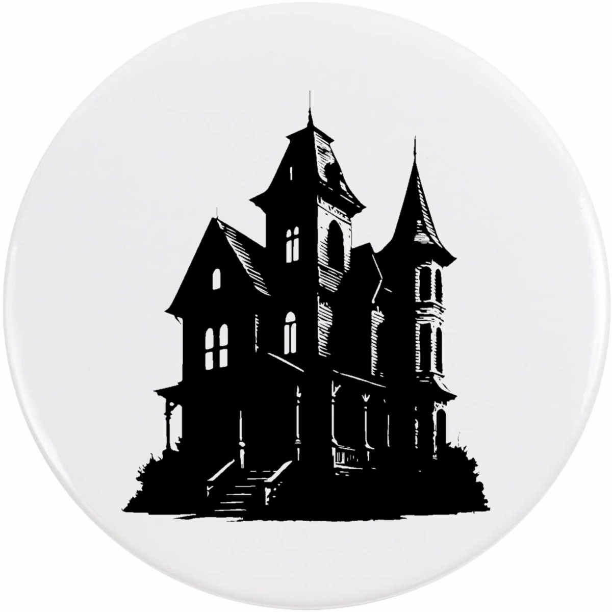 'Haunted Victorian House' Button Badge - 77mm - Pin Back / Lapel Badge for Clothes, Bags, Accessories and Gifts (BB00154044)