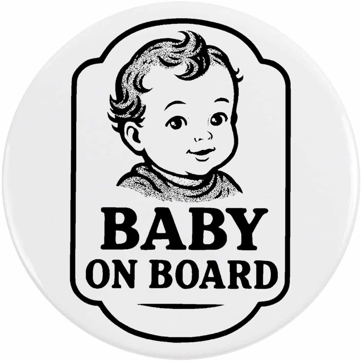 'Baby On Board ' Button Badge - 77mm - Pin Back / Lapel Badge for Clothes, Bags, Accessories and Gifts (BB00154212)