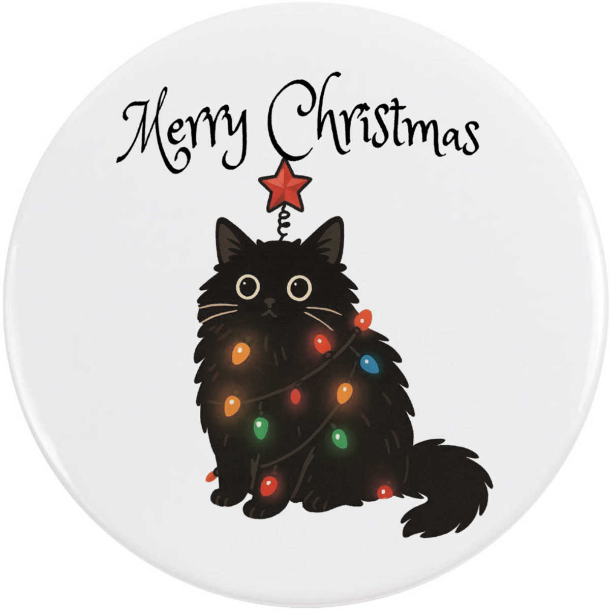 'Merry Christmas Cat' Button Badge - 77mm - Pin Back / Lapel Badge for Clothes, Bags, Accessories and Gifts (BB00154272)