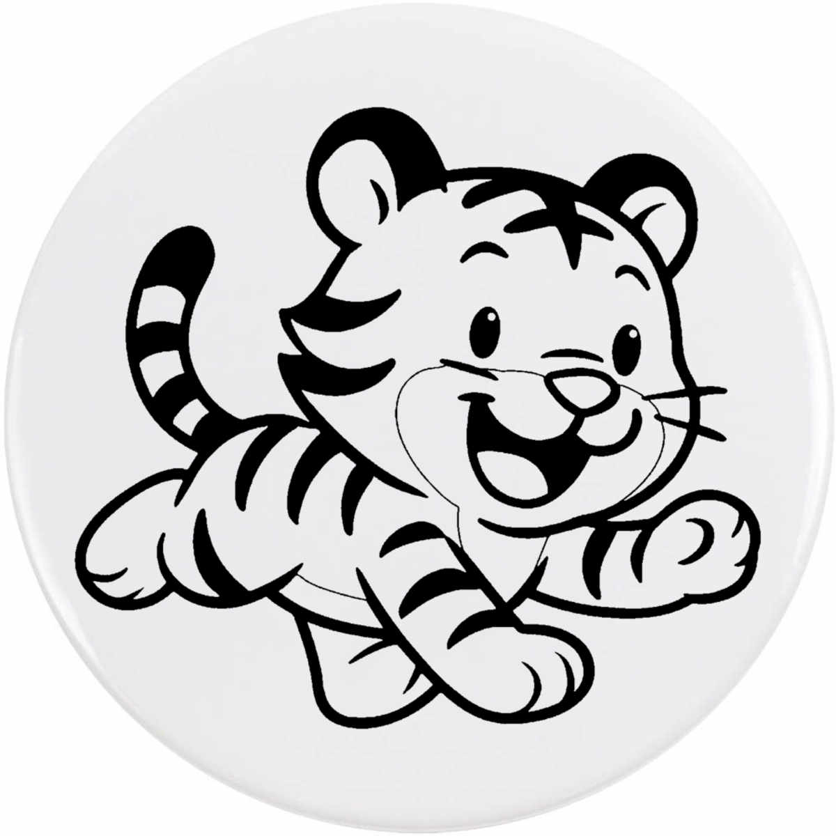'Cute Baby Tiger' Button Badge - 77mm - Pin Back / Lapel Badge for Clothes, Bags, Accessories and Gifts (BB00154511)