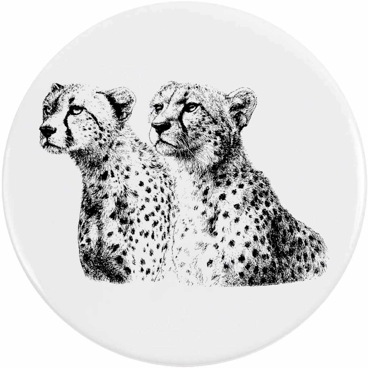 77mm 'Two Cheetahs Portrait ' Large Button Pin Badge (BB00155328)