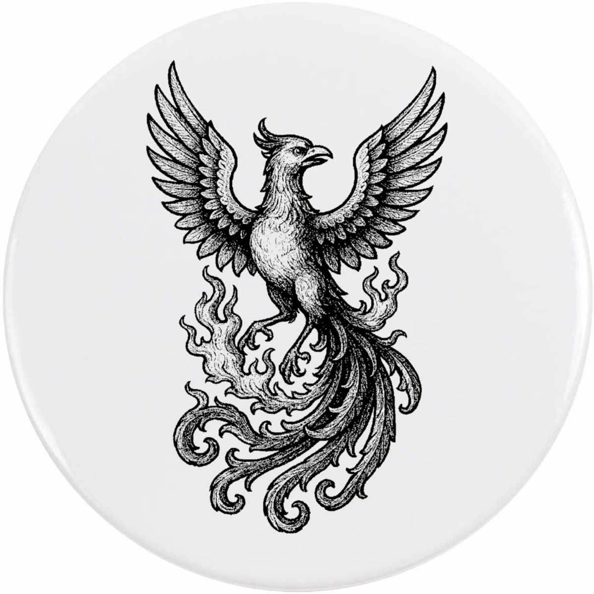 'Phoenix Bird Flying' Button / Lapel Badges - Pin Back Badges for Clothes, Bags, Accessories and Gifts (BB058299)