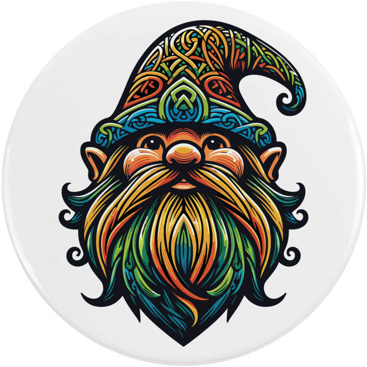'Colourful Wizard Gnome' Button / Lapel Badges - Pin Back Badges for Clothes, Bags, Accessories and Gifts (BB058356)
