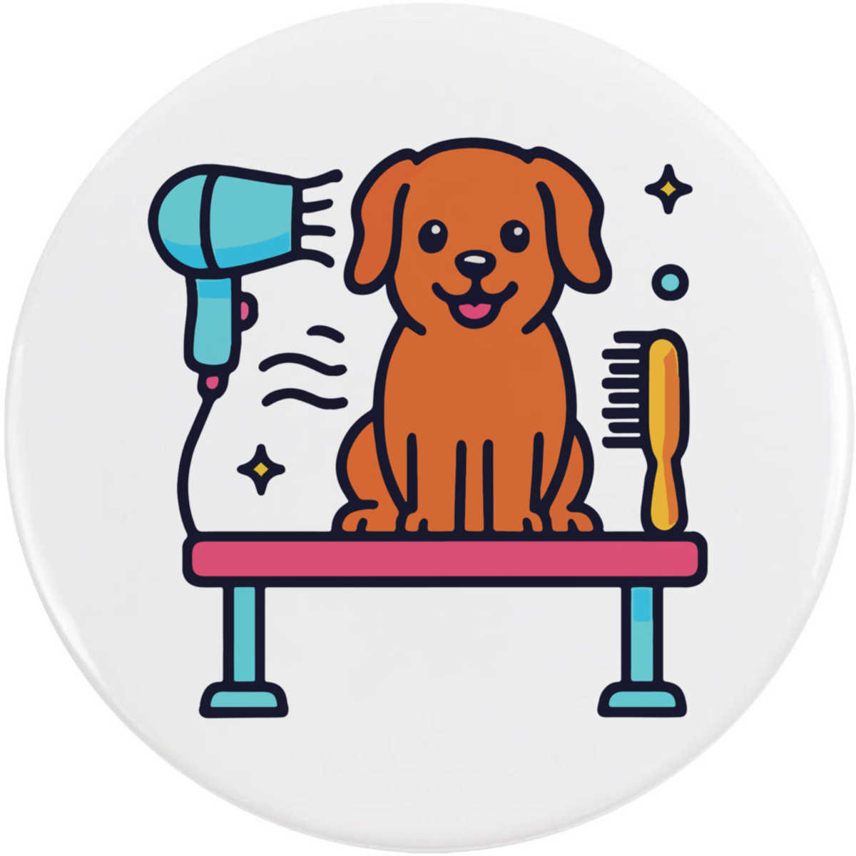 'Dog Grooming Station' Button Badge - 77mm - Pin Back / Lapel Badge for Clothes, Bags, Accessories and Gifts (BB00156114)