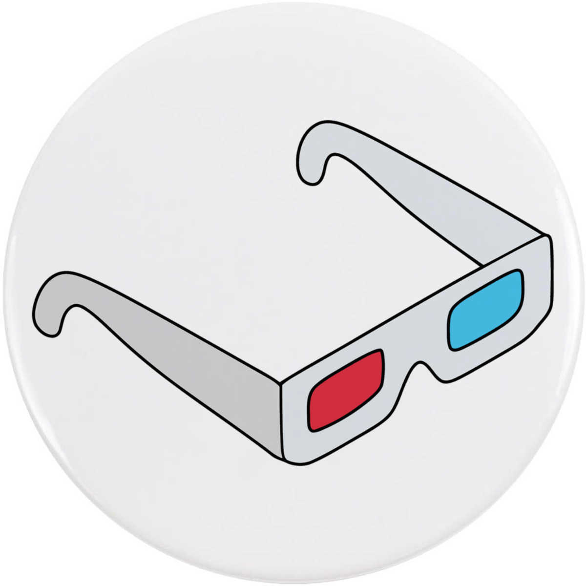 'Retro Red-Blue 3D Glasses' Button / Lapel Badges - Pin Back Badges for Clothes, Bags, Accessories and Gifts (BB058951)