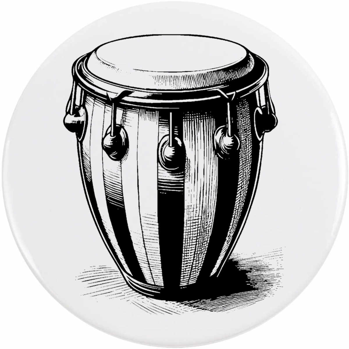 'Bongo Drum' Button Badge - 77mm - Pin Back / Lapel Badge for Clothes, Bags, Accessories and Gifts (BB00157653)