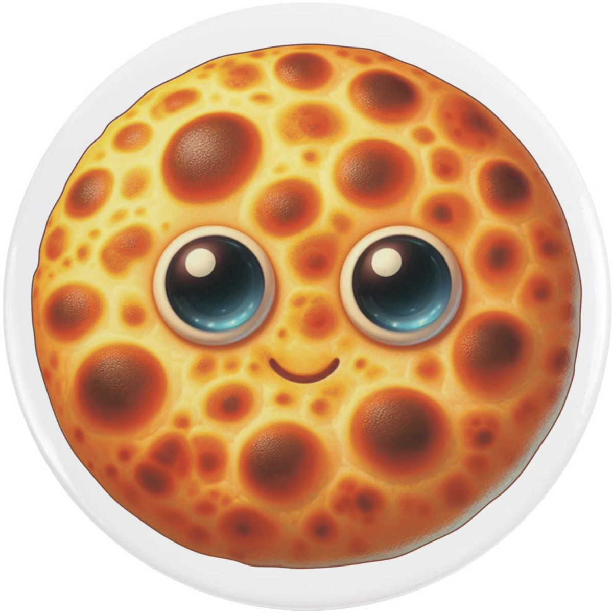 'Funny Face Naan Bread' Button Badge - 77mm - Pin Back / Lapel Badge for Clothes, Bags, Accessories and Gifts (BB00157746)