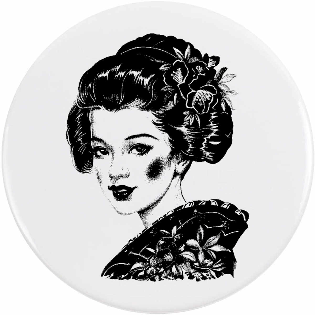 'Beautiful Geisha Portrait' Button / Lapel Badges - Pin Back Badges for Clothes, Bags, Accessories and Gifts (BB059152)